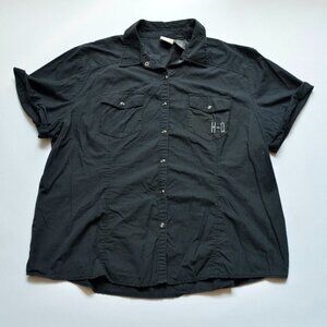 Harley Davidson Women's Black Pearl Button Down Short Sleeve Shirt 2W